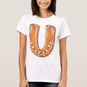 Lebkuchen Buchstabe U Monogramm Feiertagsplätzchen T-Shirt