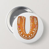 Lebkuchen Buchstabe U Monogramm Weihnachtsplätzche Button (Vorne & Hinten)