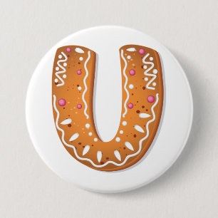 Lebkuchen Buchstabe U Monogramm Weihnachtsplätzche Button