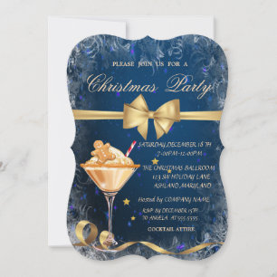 Lebkuchen-Cookie-Getränk-Schleife Blau Weihnachten Einladung