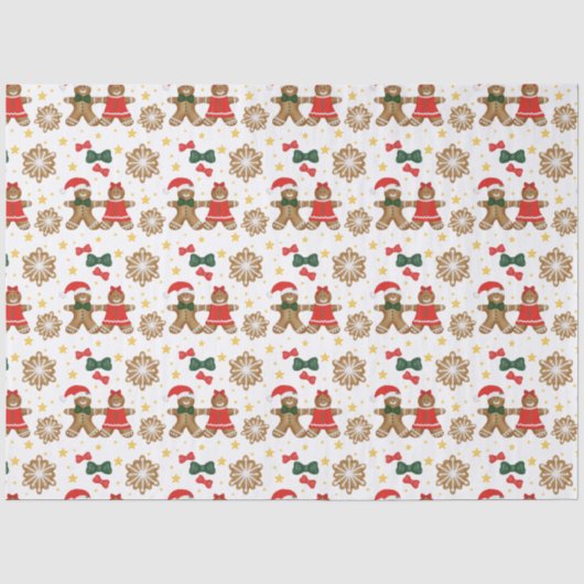 Lebkuchen-Cookie-Muster Weihnachten Seidenpapier (Vorderseite)