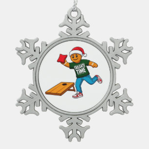 Lebkuchen Cornhole Weihnachten Sport Urlaub  Schneeflocken Zinn-Ornament