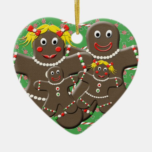 Lebkuchen-Familie Keramik Ornament (Vorne)