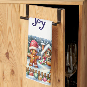 Lebkuchen-Familie Schneebedeckte Weihnachtsszene Geschirrtuch