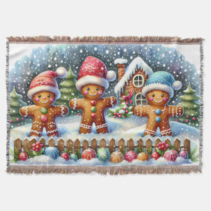 Lebkuchen-Familie Schneelandschaft Weihnachten Decke