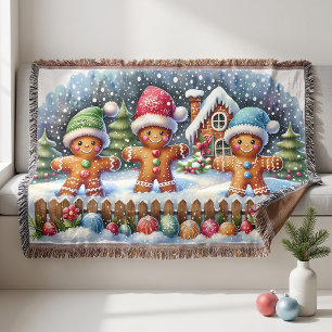 Lebkuchen-Familie Schneelandschaft Weihnachten Decke