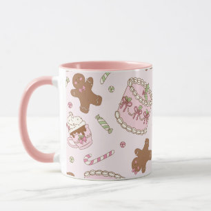 Lebkuchen-Feiertagskuchen Rosa Pastell-Weihnachtst Tasse