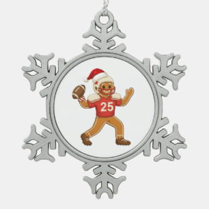 Lebkuchen-Fußball-Weihnachten 2026 Feiertags-Sport Schneeflocken Zinn-Ornament