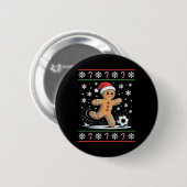 Lebkuchen-Fußballspieler hässlicher Weihnachtspull Button (Vorne & Hinten)