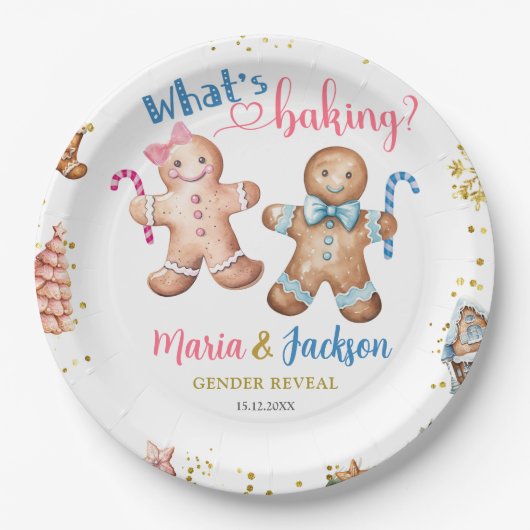 Lebkuchen-Geschlechterenthüllung Papierplatte Pappteller (Vorderseite)