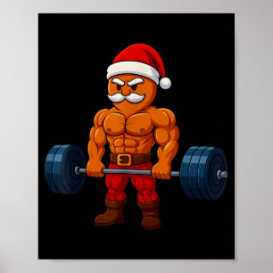 Lebkuchen-Gewichtheben Fitnessstudio Workout Chri Poster