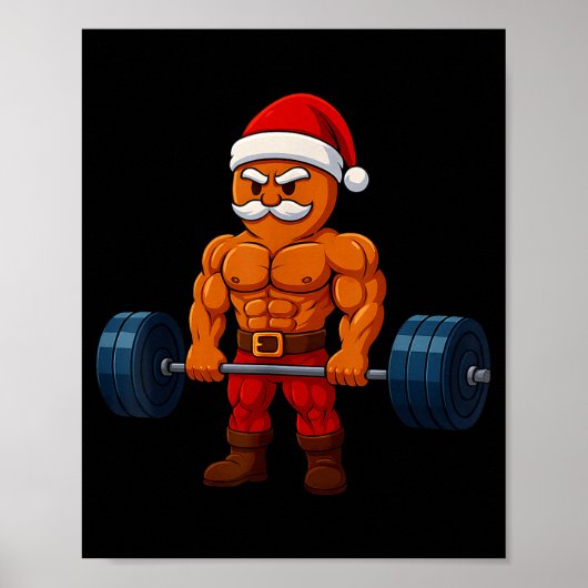 Lebkuchen-Gewichtheben Fitnessstudio Workout Chri Poster (Vorne)
