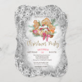 Lebkuchen, graue Schneeflocken Weihnachten Einladung (Vorne/Hinten)