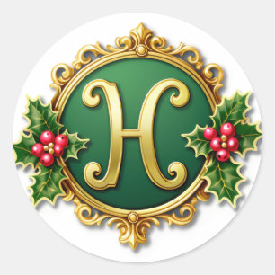 Lebkuchen H Monogramm Runder Aufkleber