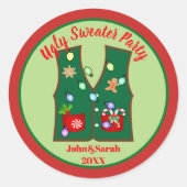 Lebkuchen hässlich Weihnachtspulli Party Runder Aufkleber (Vorderseite)