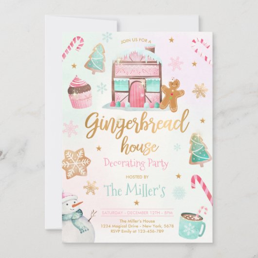 Lebkuchen-Haus dekoratives Party Einladung (Vorderseite)