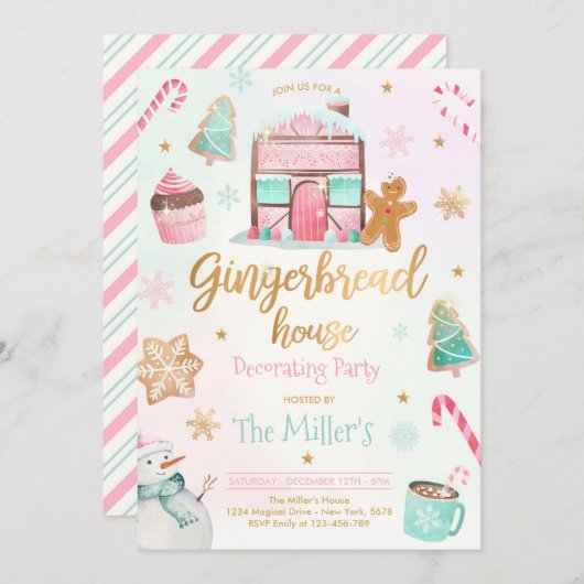 Lebkuchen-Haus dekoratives Party Einladung (Vorne/Hinten)