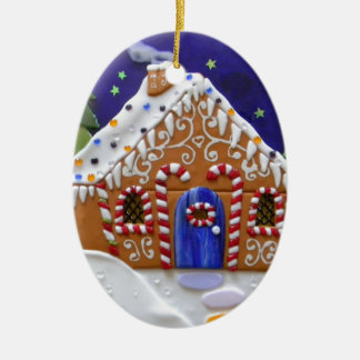 Lebkuchen-Haus Keramik Ornament