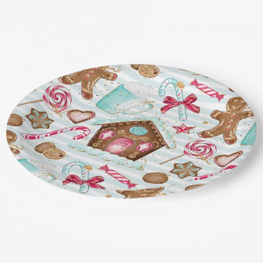 Lebkuchen-Haus-Plätzchen-Süßigkeits-Pappteller Pappteller (Schrägansicht)