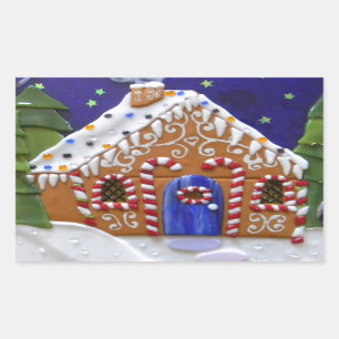 Lebkuchen-Haus Rechteckiger Aufkleber
