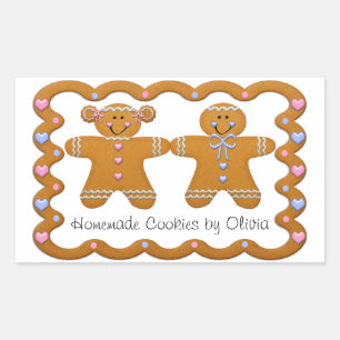 Lebkuchen ~ hausgemachte Cookies Individuelle Name Rechteckiger Aufkleber