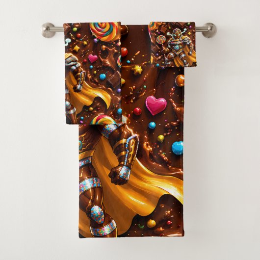 Lebkuchen-Held Krieger Badehandtücher, Schokoladen Badhandtuch Set (Insitu)