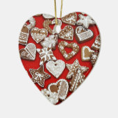 Lebkuchen-Herz-Weihnachtsverzierung Keramik Ornament (Links)