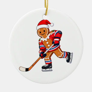 Lebkuchen-Hockey-Weihnachten Eishockey Sport Keramik Ornament