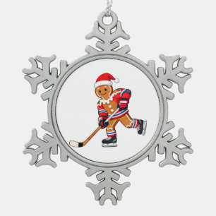 Lebkuchen-Hockey-Weihnachten-Eishockey-Sport Schneeflocken Zinn-Ornament
