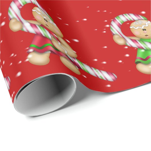 Lebkuchen in Schneeflocken Geschenkpapier (Rolleneckpunkt)