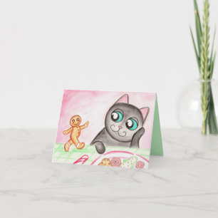 Lebkuchen-Katz-Weihnachtskarte Feiertagskarte