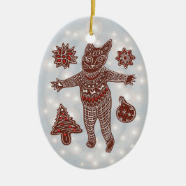 Lebkuchen-Katze und Kekse Weihnachtsbaum-Ornament Keramik Ornament
