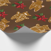 Lebkuchen Katzen auf dunkler Schokolade - Handgeze Geschenkpapier (Ecke)
