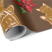 Lebkuchen Katzen auf dunkler Schokolade - Handgeze Geschenkpapier (Rolleneckpunkt)