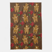 Lebkuchen Katzen auf dunkler Schokolade - Handgeze Geschirrtuch (Vertikal)