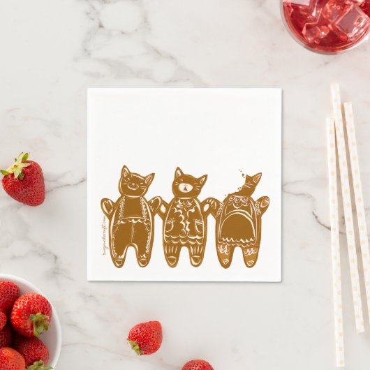 Lebkuchen Katzen - Handgemalt Serviette (Beispiel)