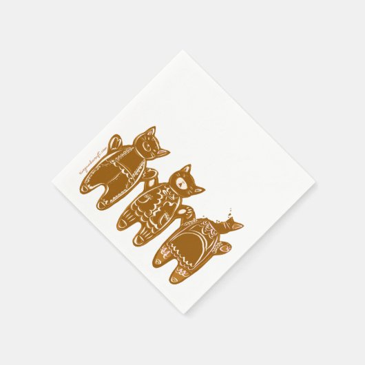 Lebkuchen Katzen - Handgemalt Serviette (Ecke)