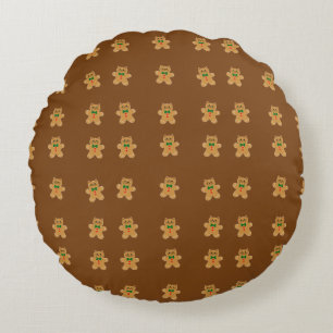 Lebkuchen-Katzen-Keks-Muster Rundes Kissen