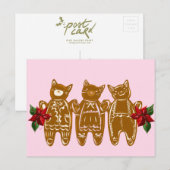 Lebkuchen Katzen & Spun Zucker - Handgemalt Postkarte (Vorne/Hinten)