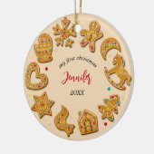 Lebkuchen Kekse Baby Erste Weihnachten Keramik Ornament (Links)