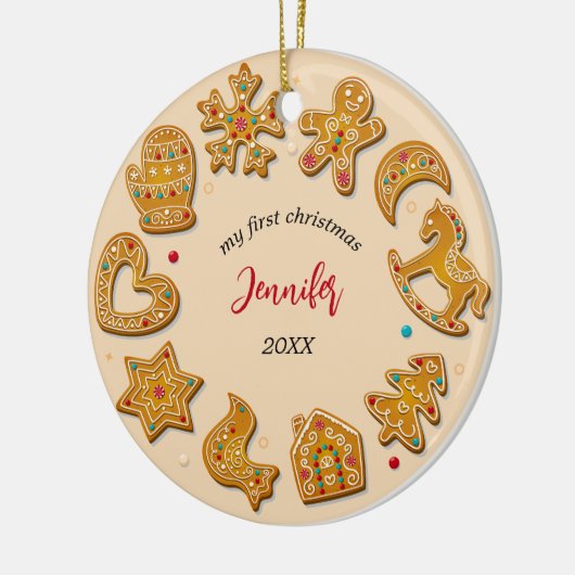 Lebkuchen Kekse Baby Erste Weihnachten Keramik Ornament (Links)
