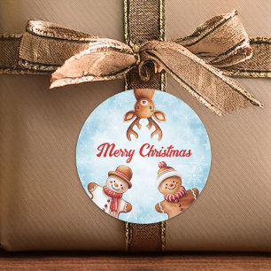 Lebkuchen Kekse Blauer Hintergrund Weihnachten Runder Aufkleber