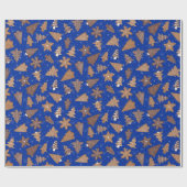 Lebkuchen Kekse Blue Retro Weihnachten Geschenkpapier (Flach)