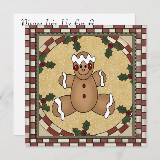 Lebkuchen Kekse Weihnachten Party Einladung (Vorne/Hinten)