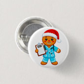 Lebkuchen-Krankenschwester Weihnachten 2026 Feiert Button (Vorne & Hinten)
