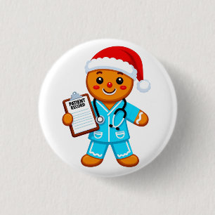Lebkuchen-Krankenschwester Weihnachten 2026 Feiert Button