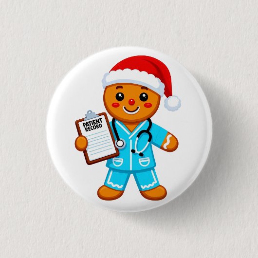 Lebkuchen-Krankenschwester Weihnachten 2026 Feiert Button (Vorderseite)