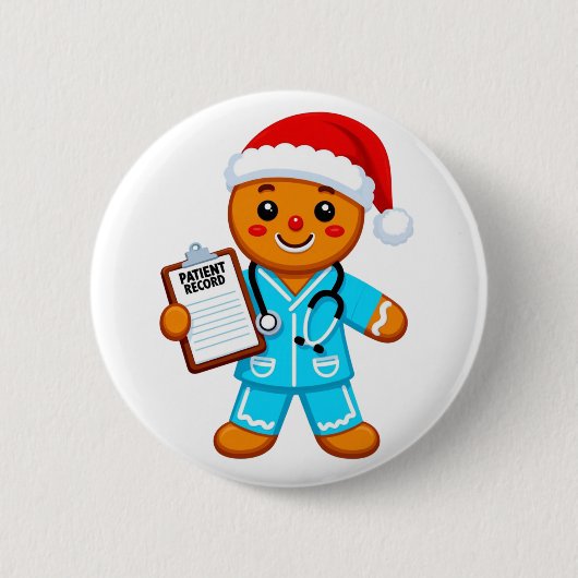 Lebkuchen-Krankenschwester Weihnachten 2026 Feiert Button (Vorderseite)