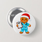 Lebkuchen-Krankenschwester Weihnachten 2026 Feiert Button (Vorne & Hinten)