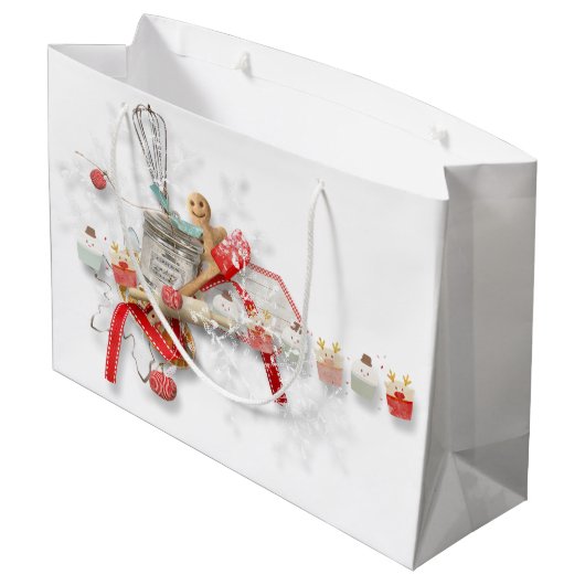 Lebkuchen-Küchen-Collagen-Geschenk-Tasche Große Geschenktüte (Rückseite Schrägansicht)